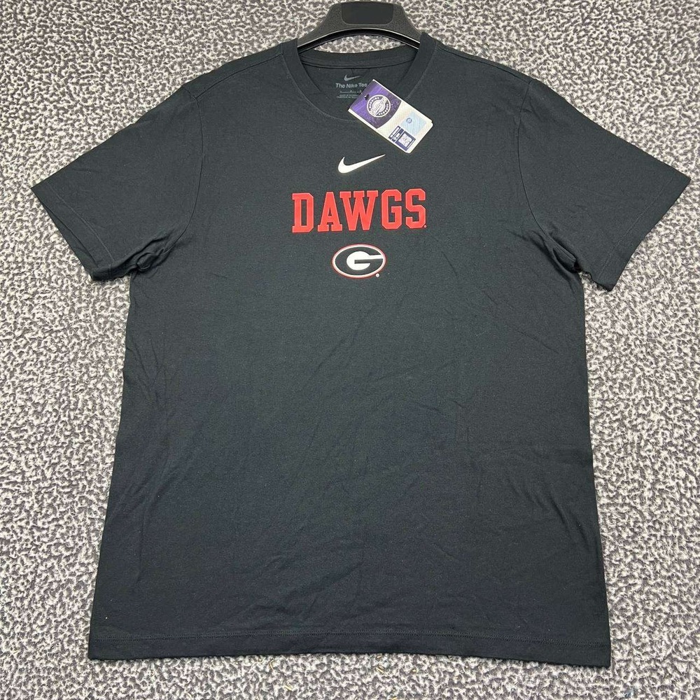 Nike Georgia Bulldogs Dawgs Shirt Men Large Black Short Sleeve Cotton New L